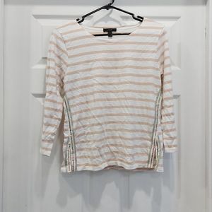 J Crew Striped Sequin 3/4 Sleeve Top Small